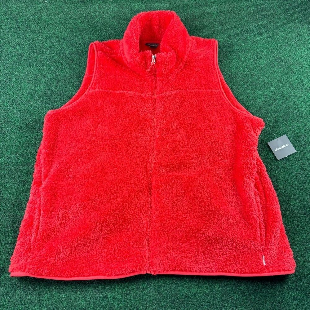 Eddie Bauer Womens Ladies 2XL XXL Fleece Plush Vest Coral Red NWT